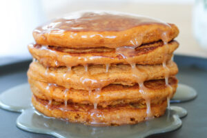 pumpkin pancakes with syrup